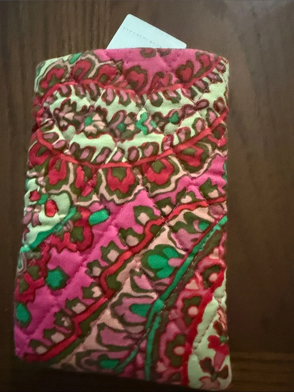 Vera Bradley Pink and Green Paisley Quilted Glasses Case Set